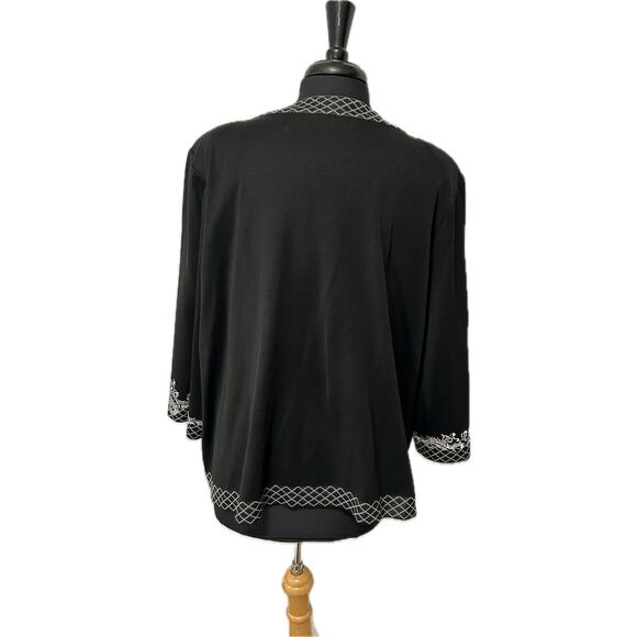 Ming Wang Knit Embroidered Open Jacket - Picture 2 of 8
